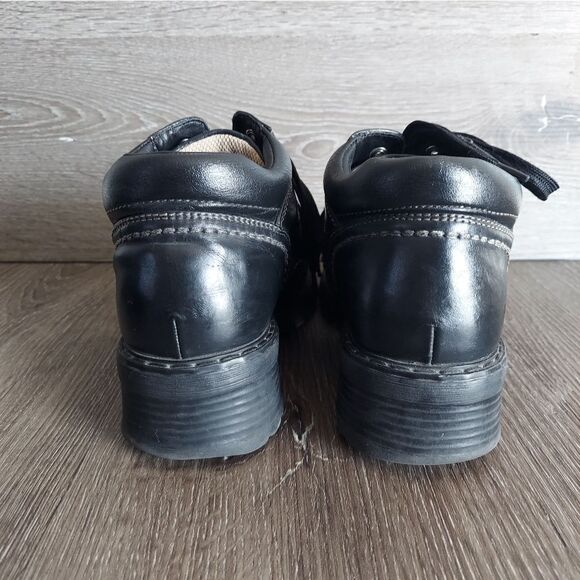 Vintage 90s Lower East Side Black Chunky Heel Platform Ankle Boots Size 6.5 - Picture 5 of 11